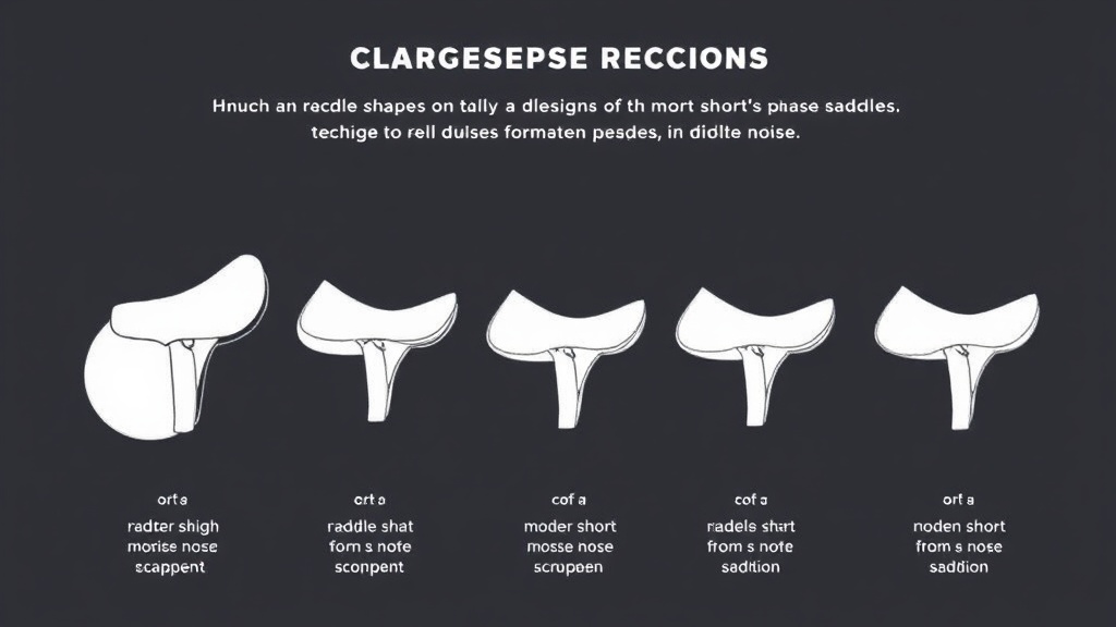 고전적인 안장부터 최신 숏노즈 안장까지 형태적 진화 과정을 보여주며 각 형태가 라이딩 포지션에 미치는 영향을 분석한 도식
